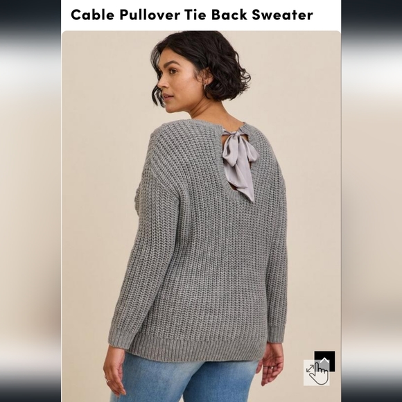 Torrid Cable Pullover Tie back Sweater - Picture 7 of 7